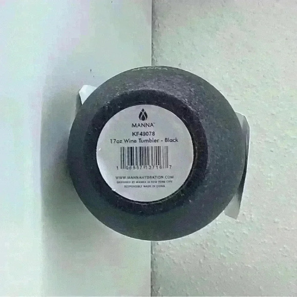 Manna Wine Tumbler Stainless Steel With  Straw & Silicone Tip Black  17oz - Picture 5 of 7